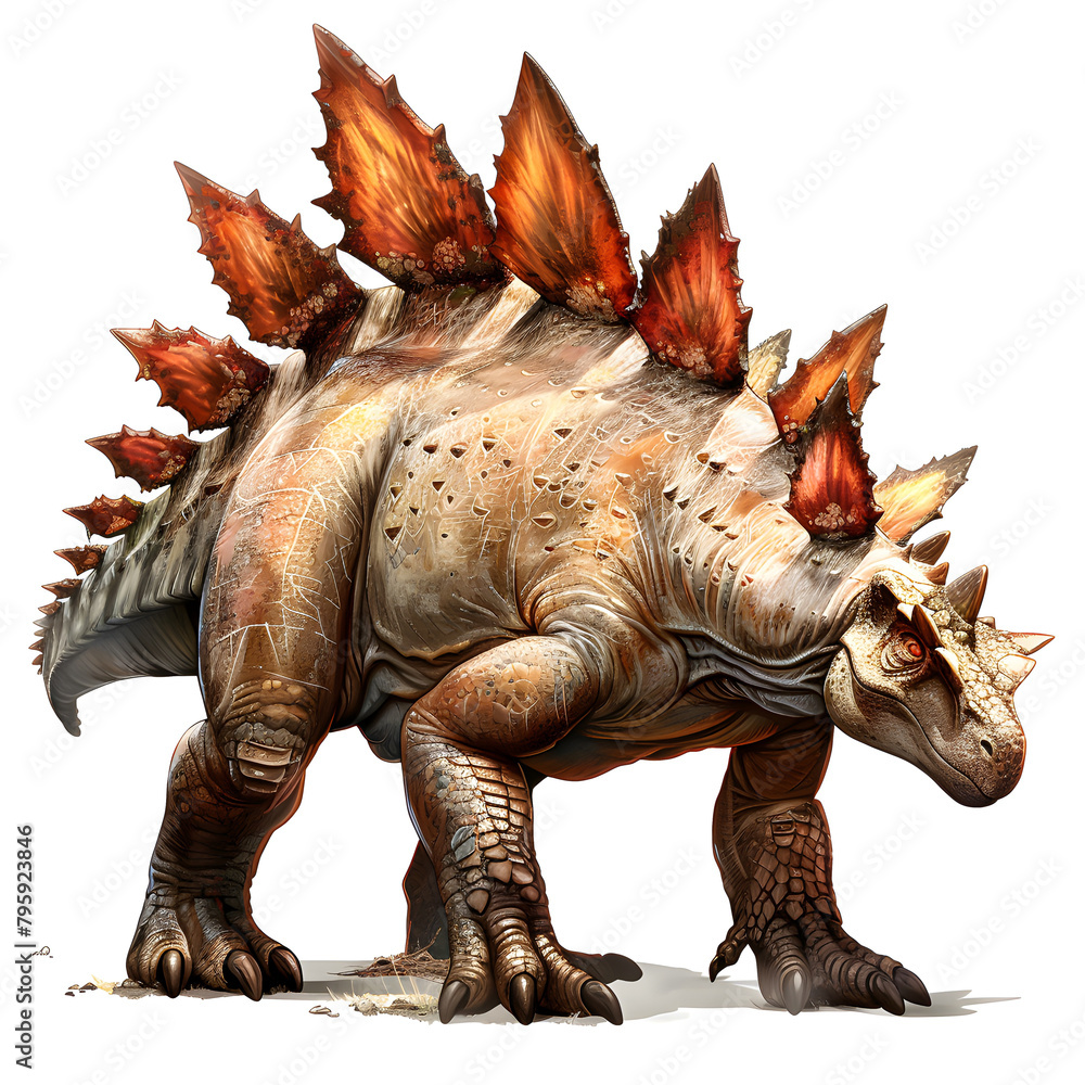 Fototapeta premium Clipart illustration a stegosaurus on white background. Suitable for crafting and digital design projects.[A-0001]