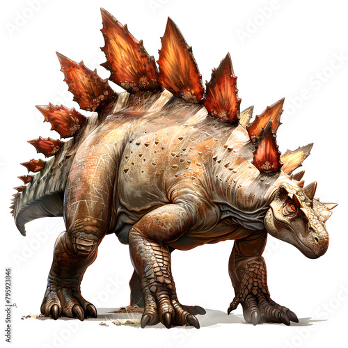Clipart illustration a stegosaurus on white background. Suitable for crafting and digital design projects.[A-0001] © ZWDQ