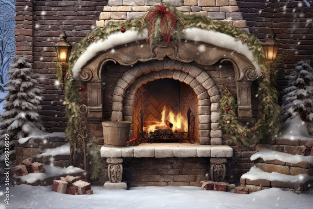 Christmas fireplace hearth architecture illuminated