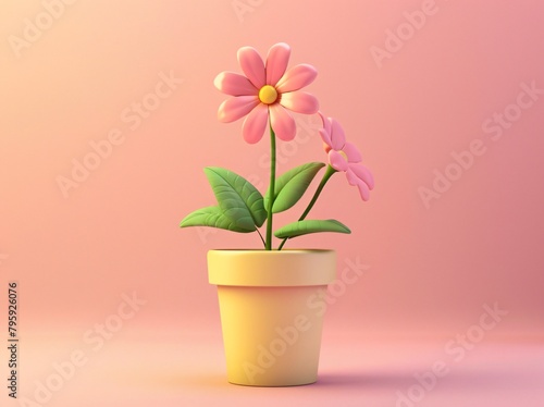 3D Cute Flower Cartoon Iluustration Design