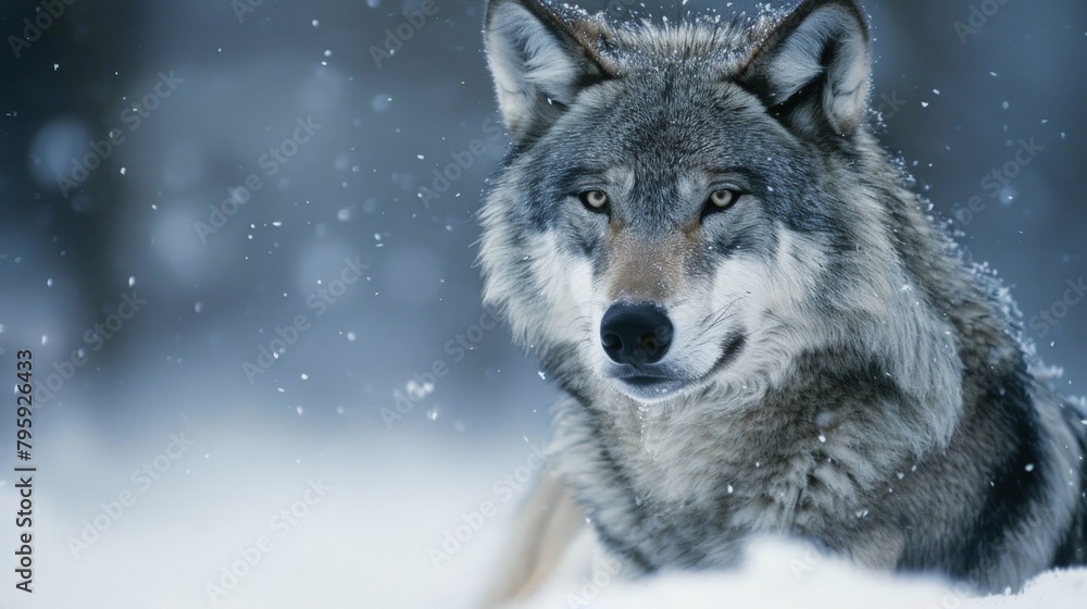 Wolf sitting snow