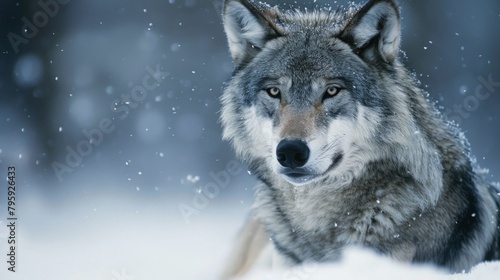 Wolf sitting snow © 2rogan