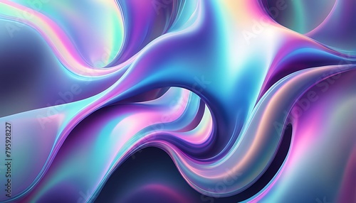  Abstract fluid iridescent holographic neon curved wave in motion colorful background, Gradient design. Generative AI 