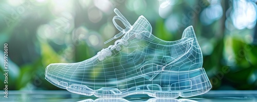 Wireframe shoe with laces and sole details