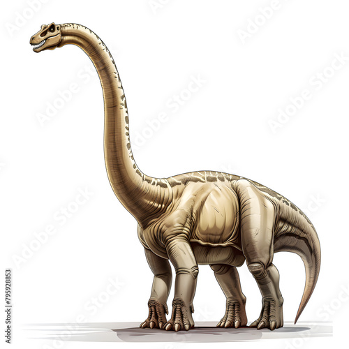 Clipart illustration a brachiosaurus on white background. Suitable for crafting and digital design projects.[A-0002] photo