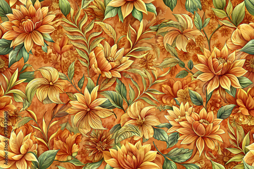 seamless orange floral pattern