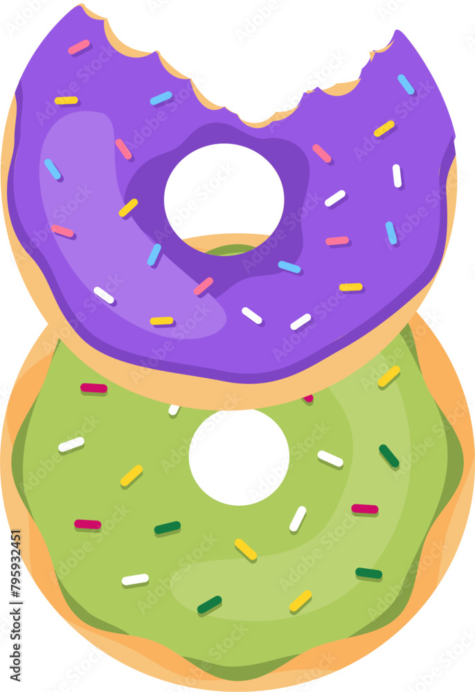 Donuts with glaze. Sweet doughnuts. Donut with Sprinkles Doughnut Vector and Art clip Design. Cartoon donuts with different toppings, delicious sweet desserts. Donuts with glaze. Sweet doughnuts. Donut with Sprinkles Doughnut Vector and Art clip Design. Cartoon donuts with different toppings, delicious sweet desserts.
