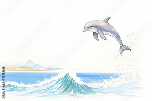 silver dolphin jumping waves