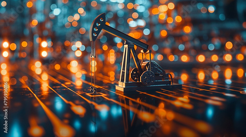 Oil energy graph world market, impact on the economy, Businessman touch chart on the oil price, crude fuel transportation to resources customers. Economic crisis, inflation and rising energy prices. photo