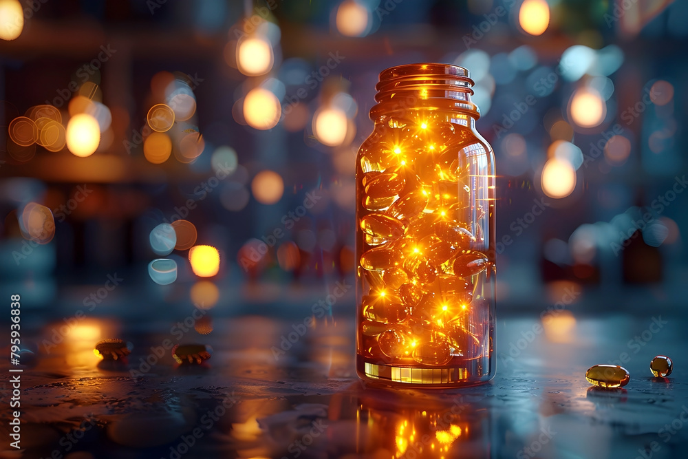 Enchanting Elixir of Eternity - Radiant Glass Bottle Bathed in Festive Glow Enchanting Elixir of Eternity - Radiant Glass Bottle Bathed in Festive Glow