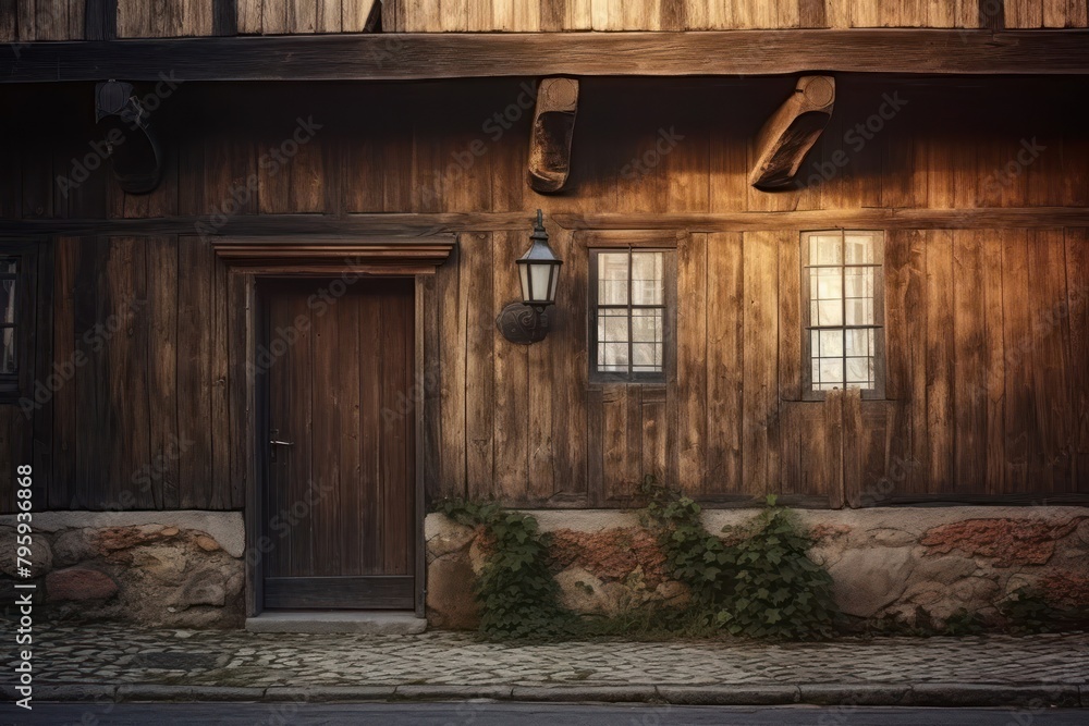 Light town wooden wall medieval Light town wooden wall medieval