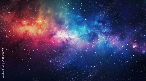 Colorful galaxy stars bright blue sky