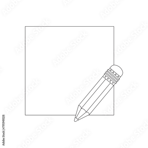 Hand drawn cartoon Vector illustration pencil and sticky note icon Isolated on White © wordspotrayal