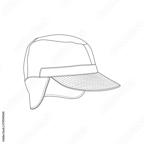 Hand drawn cartoon Vector illustration hunting hat icon Isolated on White