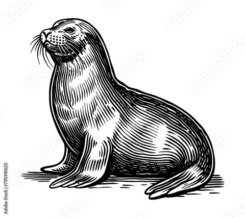 seal engraving black and white outline