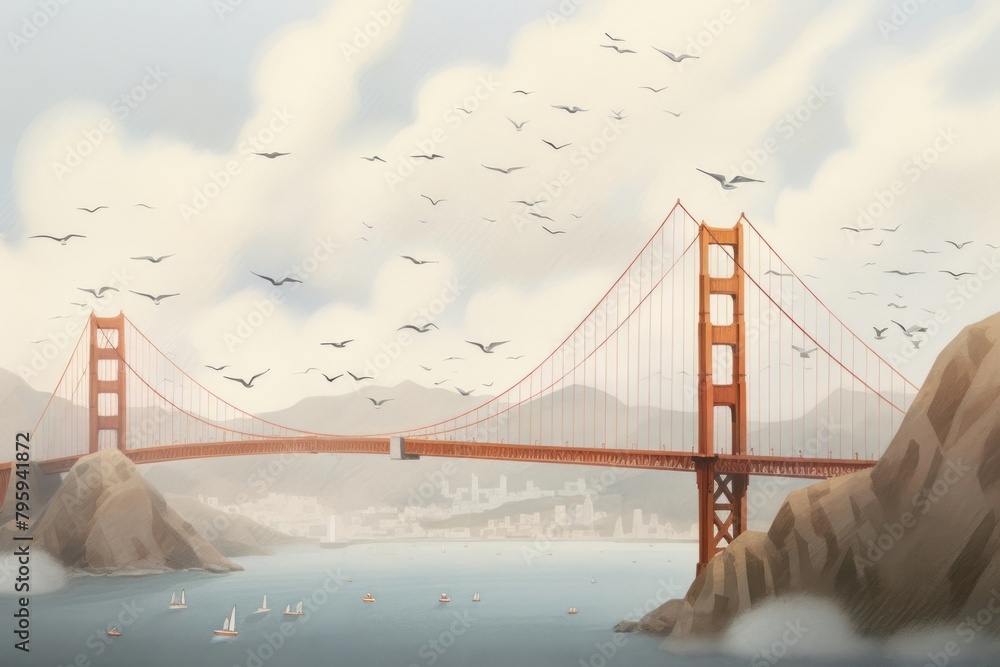 Fototapeta premium Bridge outdoors bird fog.