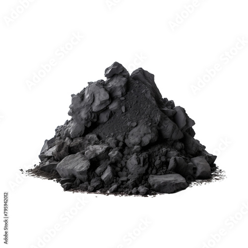 pile of coal carbon or charcoal dust isolated on white background