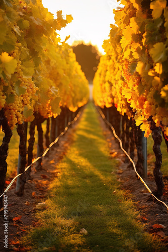 vineyard at sunset.