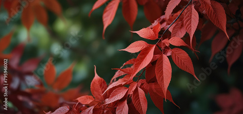 Close up of Autumn red leaves background, Colorful Leaves Of Creeper Plant. photo