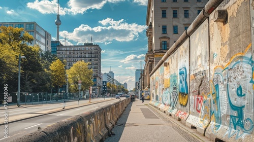 Amidst the hustle and bustle of modern life, the East Side Berlin Wall's remnants offer a glimpse into the city's past, a tangible link to a time of division and strife. photo