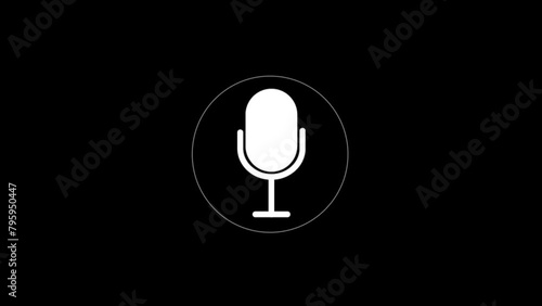 Voice recording podcast mic microphone button icon animation. audio microphone icon animation 4k. photo