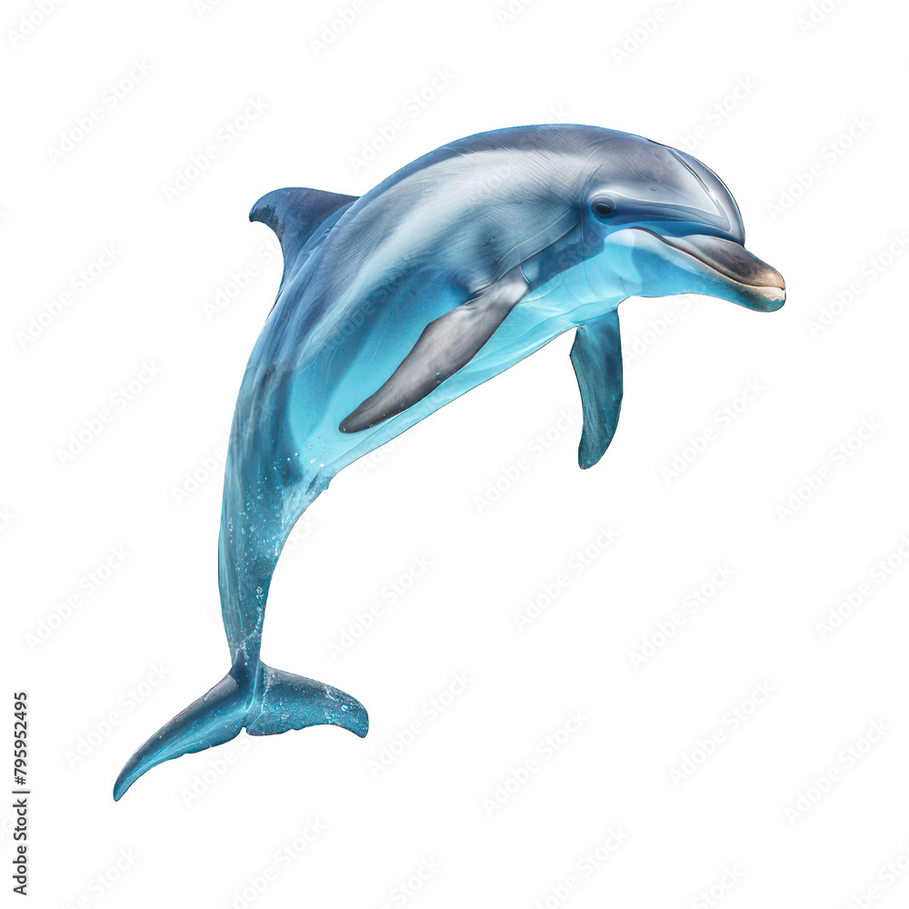 Obraz premium side view of dolphine transparent isolated on white png