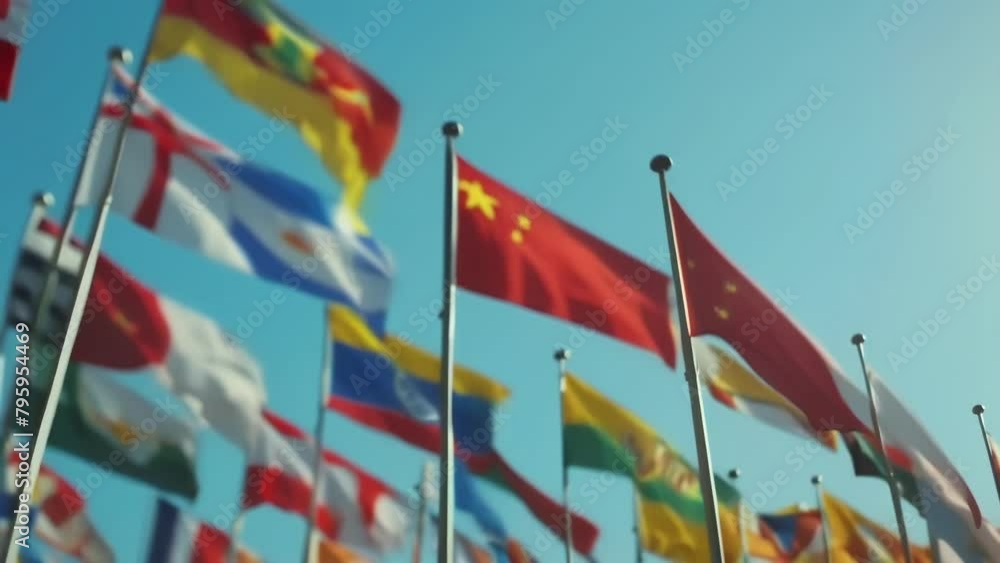 Flags of various nations waving in the wind symbolizing their unified effort towards a cleaner and brighter future for all. . Flags of various nations waving in the wind symbolizing their unified effort towards a cleaner and brighter future for all. .