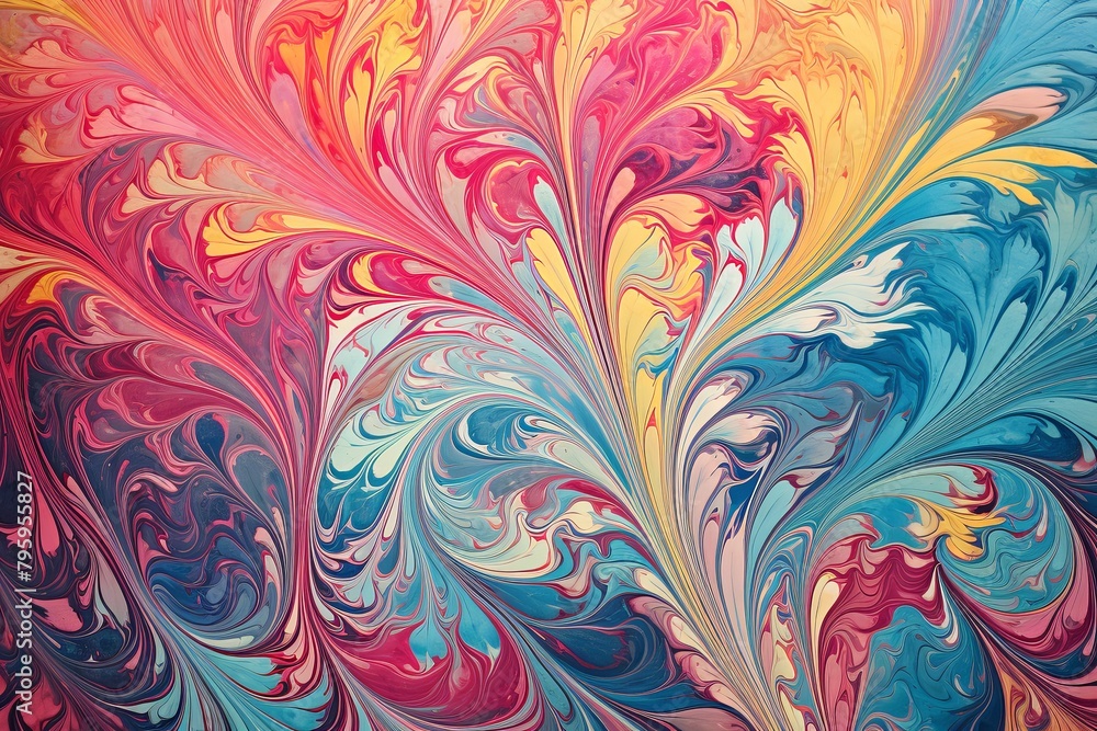 Ancient Marbled Paper Gradients: Traditional Paper Marbling Splendor