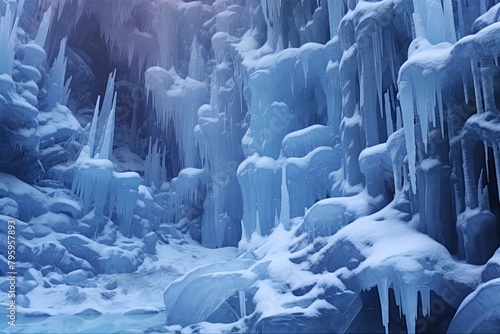 Cool Winter Frost Gradients: Serene Icy Waterfall Gradation