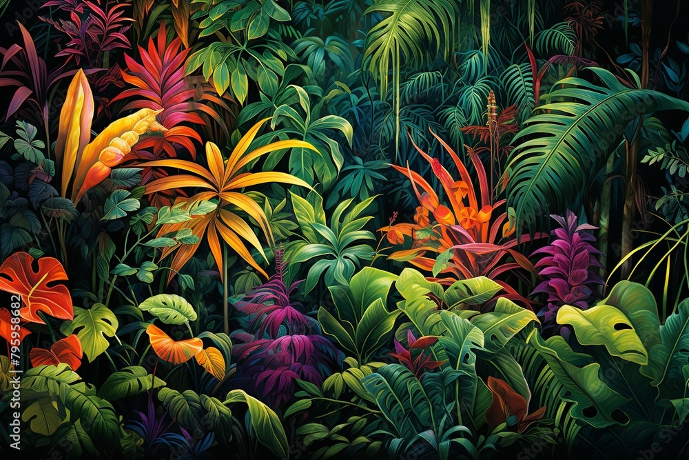 Deep Jungle Greenery Gradients: Vibrant Leafy Spectrum Capture