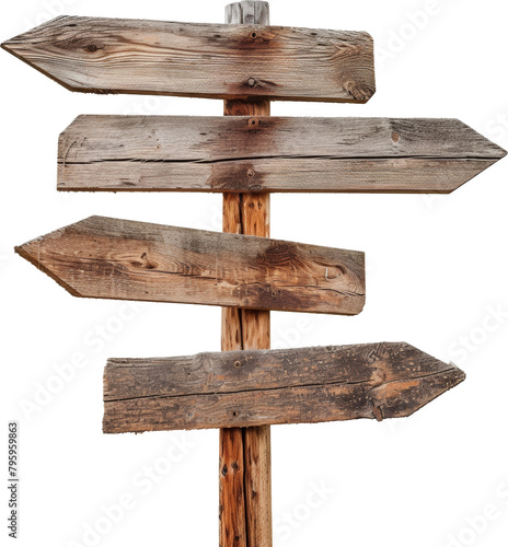 Rustic wooden directional signpost