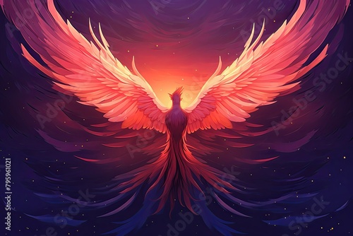 Fiery Phoenix Wing Gradients - Mythical Bird Gradient Artwork photo