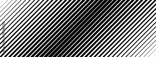 Oblique line halftone gradient texture. Fading diagonal stripe gradation background. Slanted pattern backdrop. Thin to thick stripe vanish backdrop for overlay, print, cover. Vector wide texture