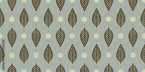 Leaves illustration background. Seamless pattern.Vector. 葉っぱのイラストパターン