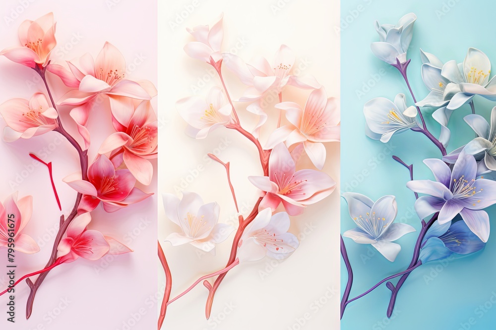 Fototapeta premium Fresh Spring Blossom Gradients: Serene Floral Color Transitions