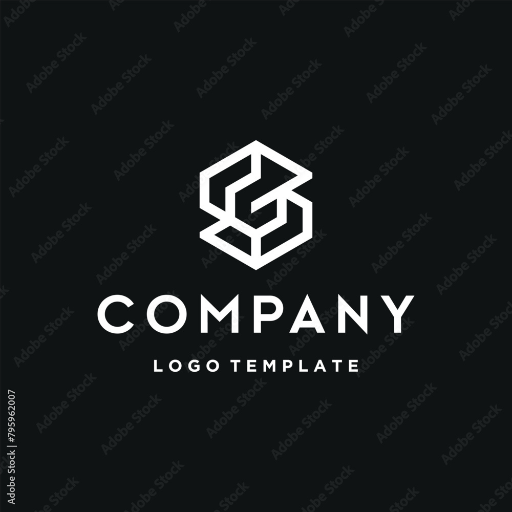 Initial Letter SG G S GS with Simple Hexagon Shape Line Art Logo Design Initial Letter SG G S GS with Simple Hexagon Shape Line Art Logo Design