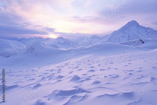 Glistening Snowfield Gradients: Pristine Glow of Untouched Snowscapes photo
