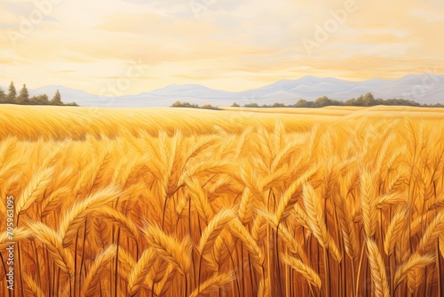 Golden Wheat Field Gradients  Tranquil Wheat Artistry