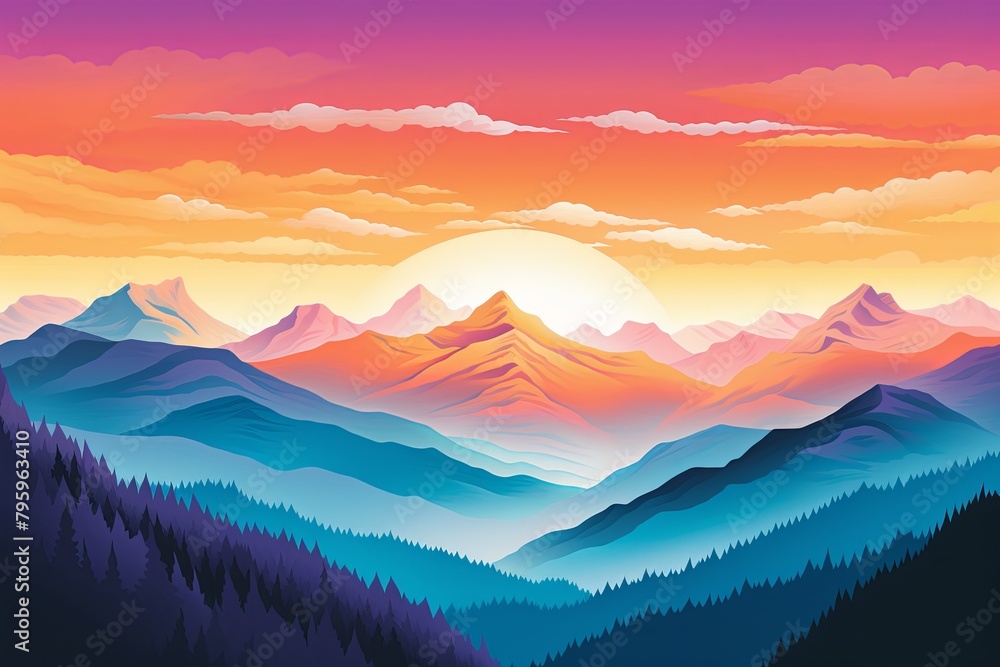 High Alpine Sunrise Gradients Majesty: Mountain Dawn Spectrum