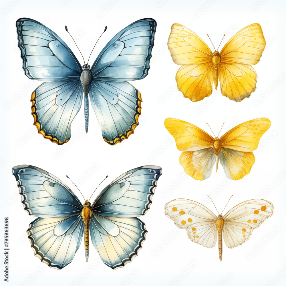 set of butterflies set of butterflies