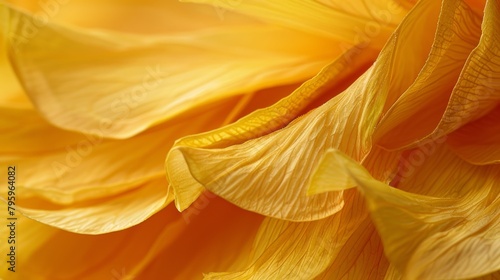 A close-up photo of delicate yellow flower petals summer flower.