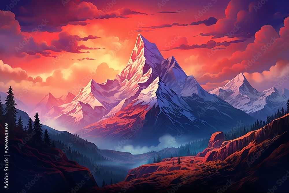 Majestic Mountain Peak Gradients: Dramatic Cliff Shades Painting Nature's Delight