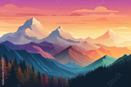 Alpine Skyline Spectrum: Majestic Mountain Peak Gradients.