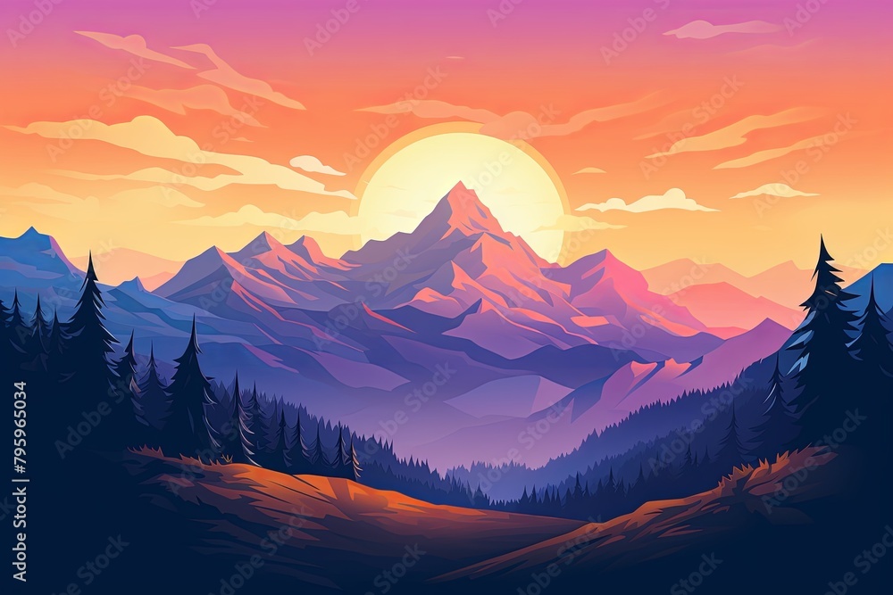 Majestic Mountain Peak Gradients - Enchanting Mountain Canvas