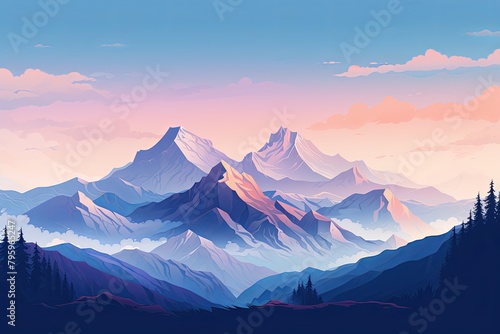 Majestic Mountain Peak Gradients: Serene Summit Views Captured