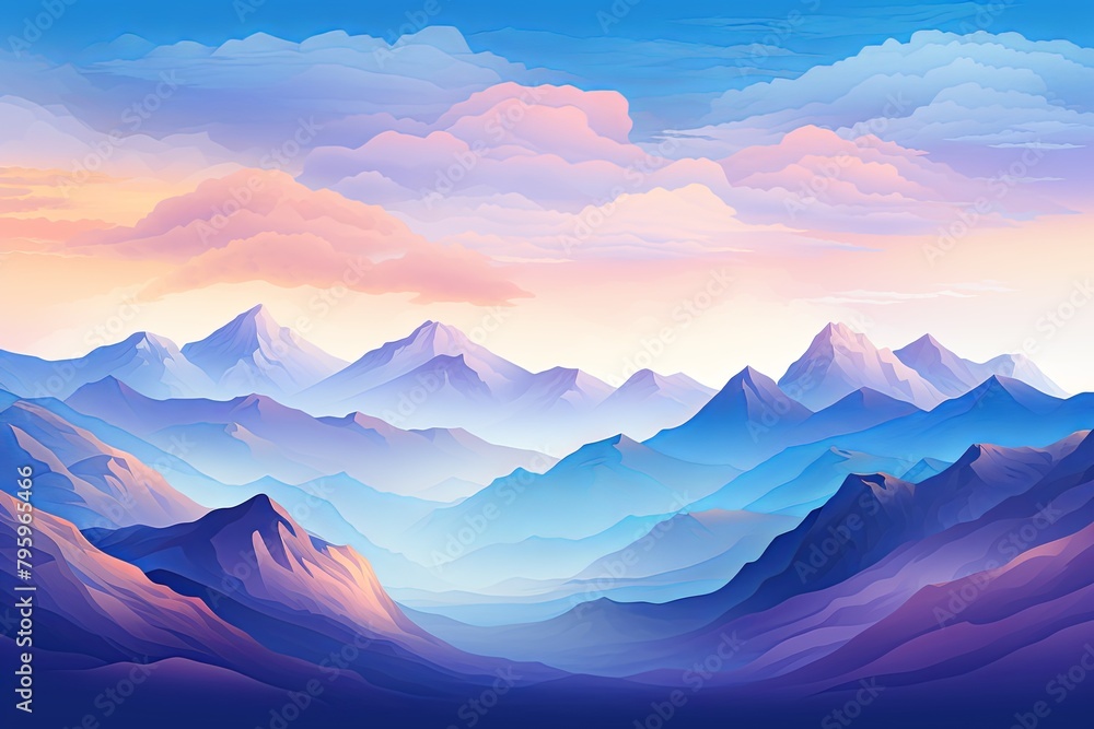 Serene Mountain Gradients - Majestic Touches of Nature