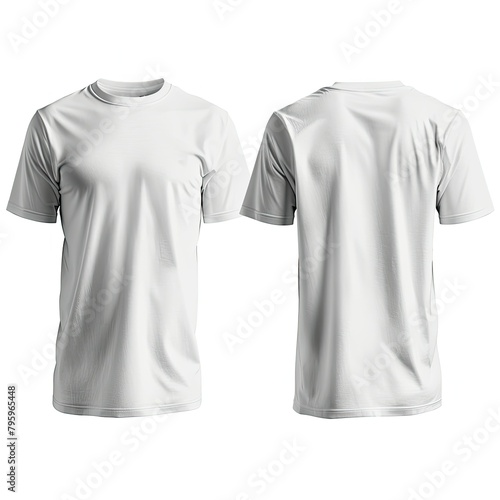 T-shirt mockup. White blank t-shirt front and back views , isolated backgrounds