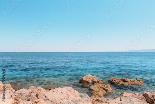 Mediterranean Sea Horizon Gradients  Coastal Rock Shadowscape