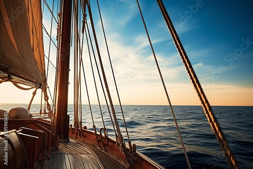 Mediterranean Sea Horizon Gradients: Sailing Ship Shadow Silhouette