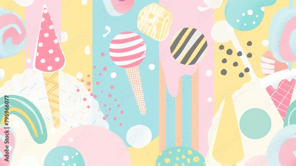 Cute design of ice cream pattern themed children's party background Cute design of ice cream pattern themed children's party background